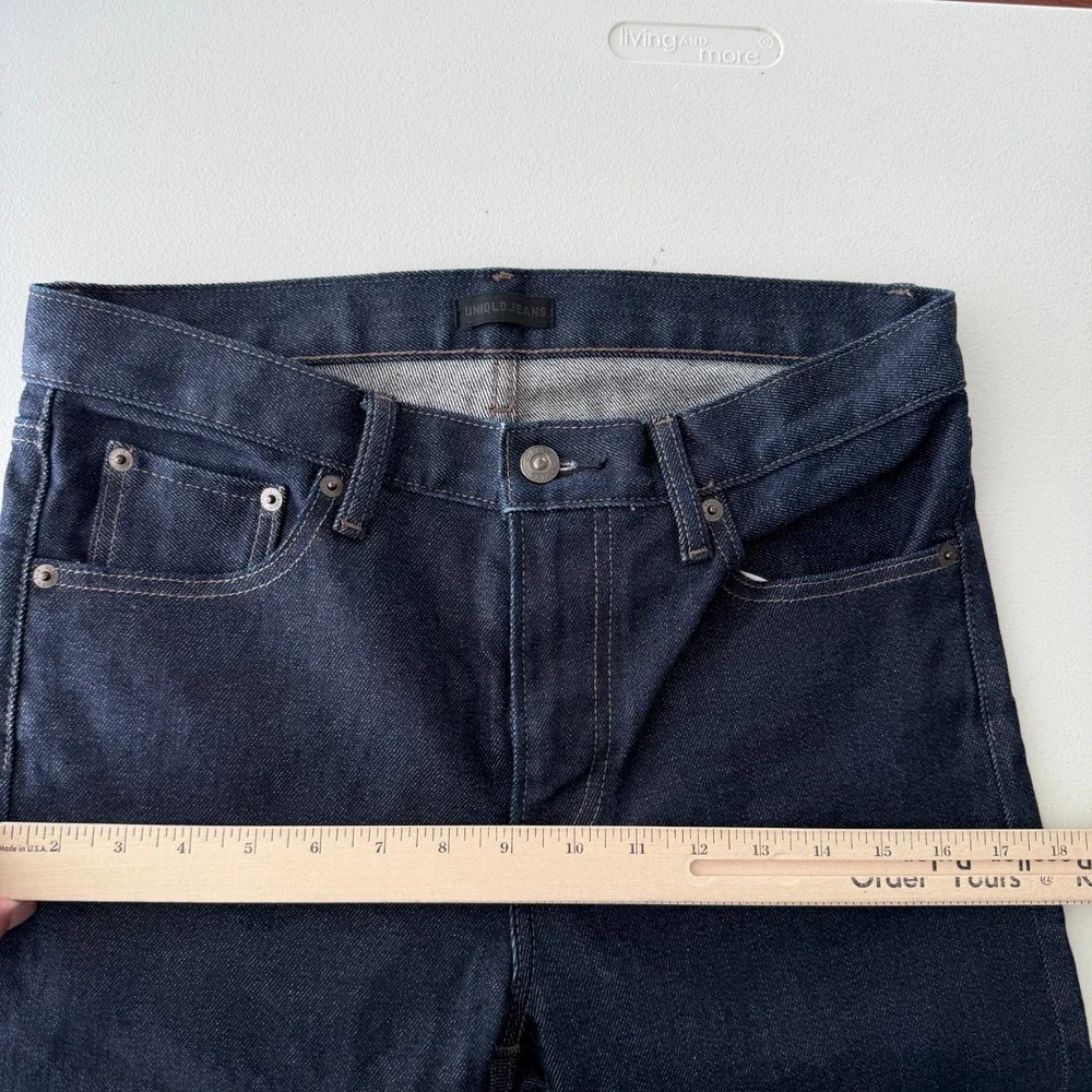 Uniqlo Jeans Mens 30x34 Selvedge Denim Slim Straight Stretch Dark Wash Kaihara